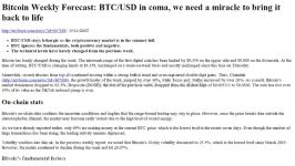 dssminer.com Bitcoin Weekly Forecast BTC USD in a we need a miracle to br