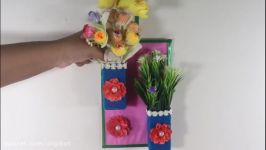 ساخت گلدان تزئینی برای دیوار اتاق جعبه کاغذی
