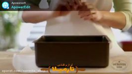 آموزش انداختن کاغذ رو غنی در قالب کیک مربع لوازم قنادی نارمیلا