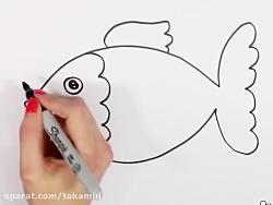 در جستجوی نمو  نقاشی ماهی کوچولوی قرمز  آموزش نقاشی کودکان خردسالان