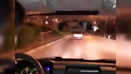 رانندگی سرعت بالا شبانه در خیابان
