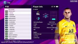 چهره قدرت بازیکنان پاری سن ژرمن در pes 2020