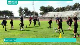 آموزش فوتبال به کودکان  تکنیک فوتبال آموزش دریبل زدن حرکت توپ موانع