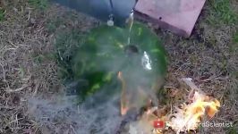 Pouring Molten Aluminum In a Watermelon