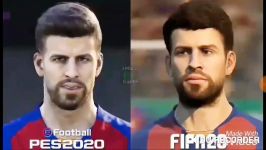 مقایسه چهره بارسلونا PES2020 FIFA20