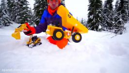 Blippi playing in the Snow with Dump Truck and Excavator