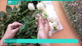 آموزش گل آرایی  بادکنک آرایی  تزئین گل درست کردن دسته گل رز سفی