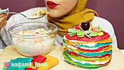 چالش غذا خوری ایرانی   خوردن کیک کرپ