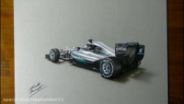 نقاشی 3بعدی  Mercedes W07 2016 F1 car  3D Art  Marcello Barenghi