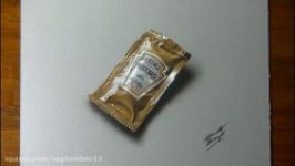 نقاشی 3بعدی  a mustard sachet  3D Art  Marcello Barenghi