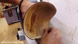 هنر خراطی درست کردن کاسه چوبی کنده درخت