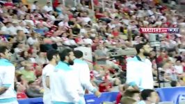 خوشحالی بازیکنان ایران پیروزی ست چهارم بازی لهستان