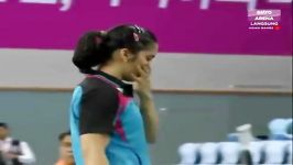 مسابقه بدمینتون ثریا آقایی  Saina Nehwal گیم دوم