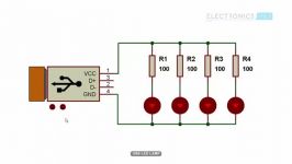 مداری ساده روشن کردن led usb