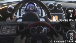 Koenigsegg One1 vs 2015 Nissan GT R R35 drag race