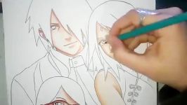 Speed Drawing  Uchiha Family Sasuke Sakura and Sarad