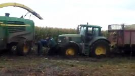 John Deere stuck in mud