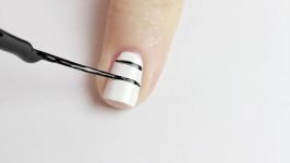 Monochrome Lined Nail Art