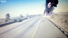 انفجار تانکر سوخت حین حرکت در بزرگراه