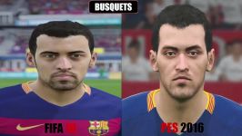 تفاوت چهره بازیکنان بارسلونا در Pes 2016 Fifa 2016