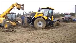 Case and JCB Fastrac stuck in the mud