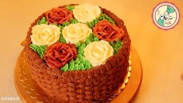 آموزش تزیین کیک به شکل سبد گل در کلاس تزیین کیک