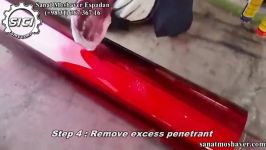 مراحل انجام تست مایعات نافذ مرئی بر روی غلتک فورج شده Penetrant PT