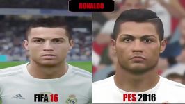 مقایسه چهره بازیکنان رعال مادرید در fifa 16 pes 2016