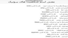 معنی اسم همه شخصیت های سونیک