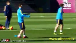 مسی در تمرینات بارسلونا