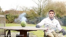 صحنه آهسته منفجر کردن هندوانه the slow mo guys