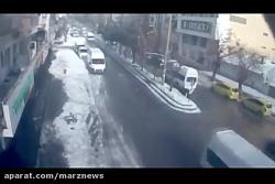 مردی در خیابان زیر برف مدفون شد + ویدئو