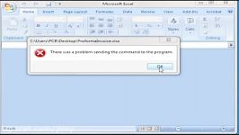 Excel  there was a problem sending mand to the prog