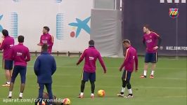 حرکت دیدنی نیمار مسی در تمرینات بارسلونا
