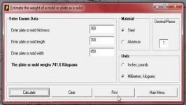 Calculate the Weight of a Mold or Plate Steel or alumi