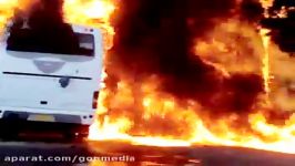 آتش سوزی اتوبوس طبس در گناباد