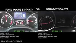 شتاب فورد فوکوس پژو 308 Peugeot 308 gti vs ford foc