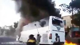 آتش سوزی اتوبوس مسافربری