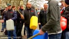 تظاهرات اعتراض آمیز دامداران بلژیکی در مورد تولید شیر