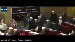 لحظه ورود هاشمی رفسنجانی حسن روحانی به مجلس خبرگان