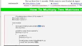 matrix multiplies in C language