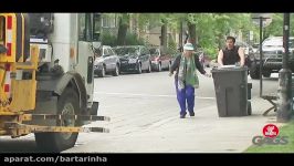 دوربین مخفی افتادن پیرزن در سطل آشغال