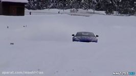 دریفت رانندگی در برف آستون مارتین ونتیج S 2014