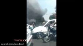 آتش سوزی اتوبوس مسافربری در میدان جمهوری