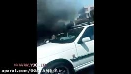 آتش سوزی اتوبوس مسافربری در میدان جمهوری + فیلم