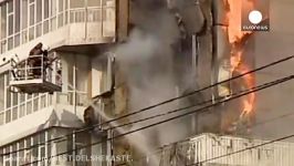 آتش سوزی در یک ساختمان مسکونی در سیبری