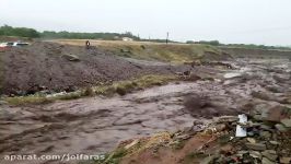 بارش شدید باران جاری شدن سیل در جلفا هادیشهر