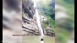 لحظه سقوط وحشتناک یك هموطن آبشار شیرآباد