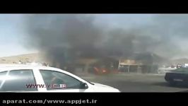 تصاویری شاهدان عینی آتش گرفتن اتوبوس اسکانیا در آزاد