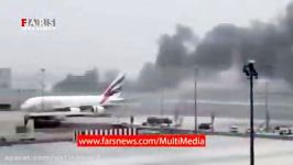 حادثه وحشتناک عجیب آتش گرفتن هواپیمای بوئینگ 777 دبی